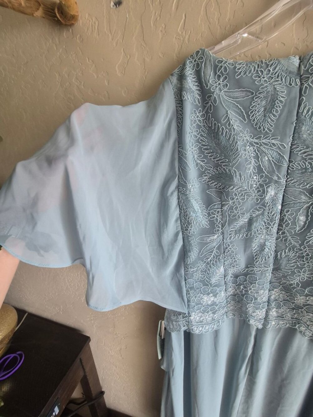 Light Blue Maya Brooke Embroidered Layered Dress Size 14 NWT - Picture 7 of 10